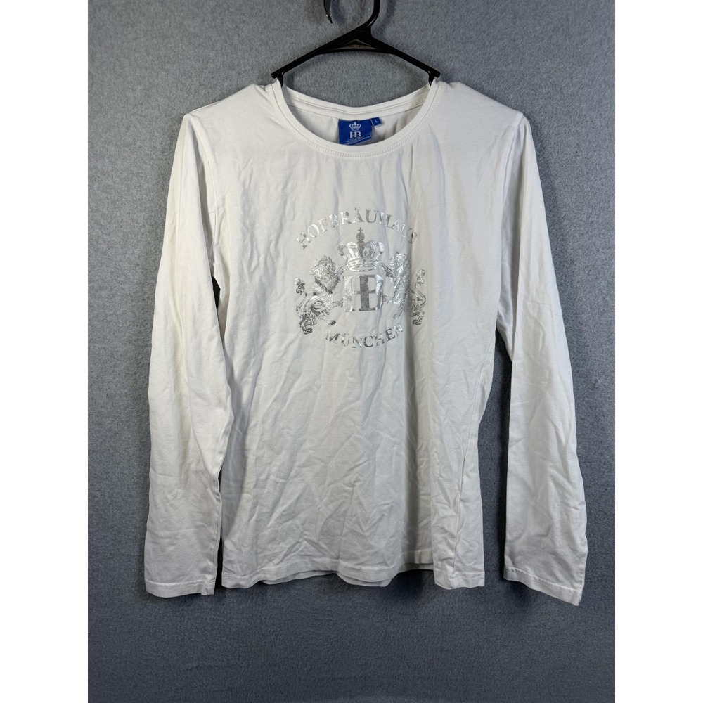 Hofbrauhaus Shirt Mens Large White Long Sleeve Munich Beer Logo Tee Oktoberfest